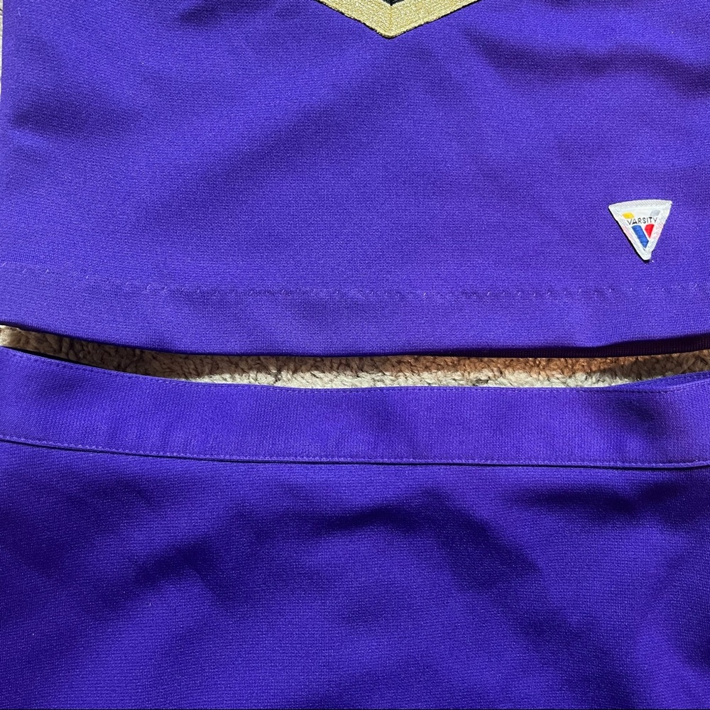 purple / gold / black / white Varsity real high school cheerleading uniform - Picture 5 of 14